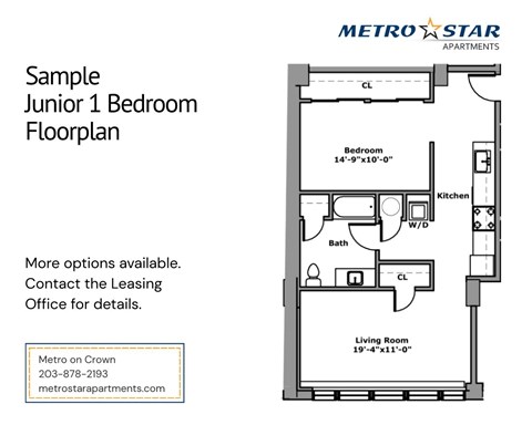 Floor plan for studio, 1 bath, 775 sqft